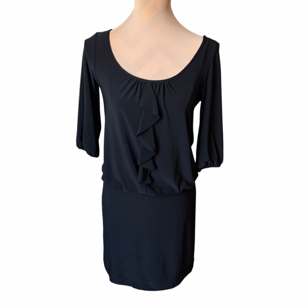 White House Black Market Black Sheath Dress XS Classic Career Cocktail Midi